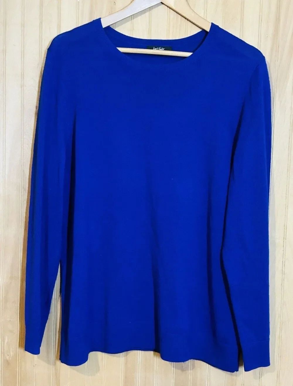 Lord & Taylor Black Extra Fine Merino Wool Sweater Womens 1X Blue